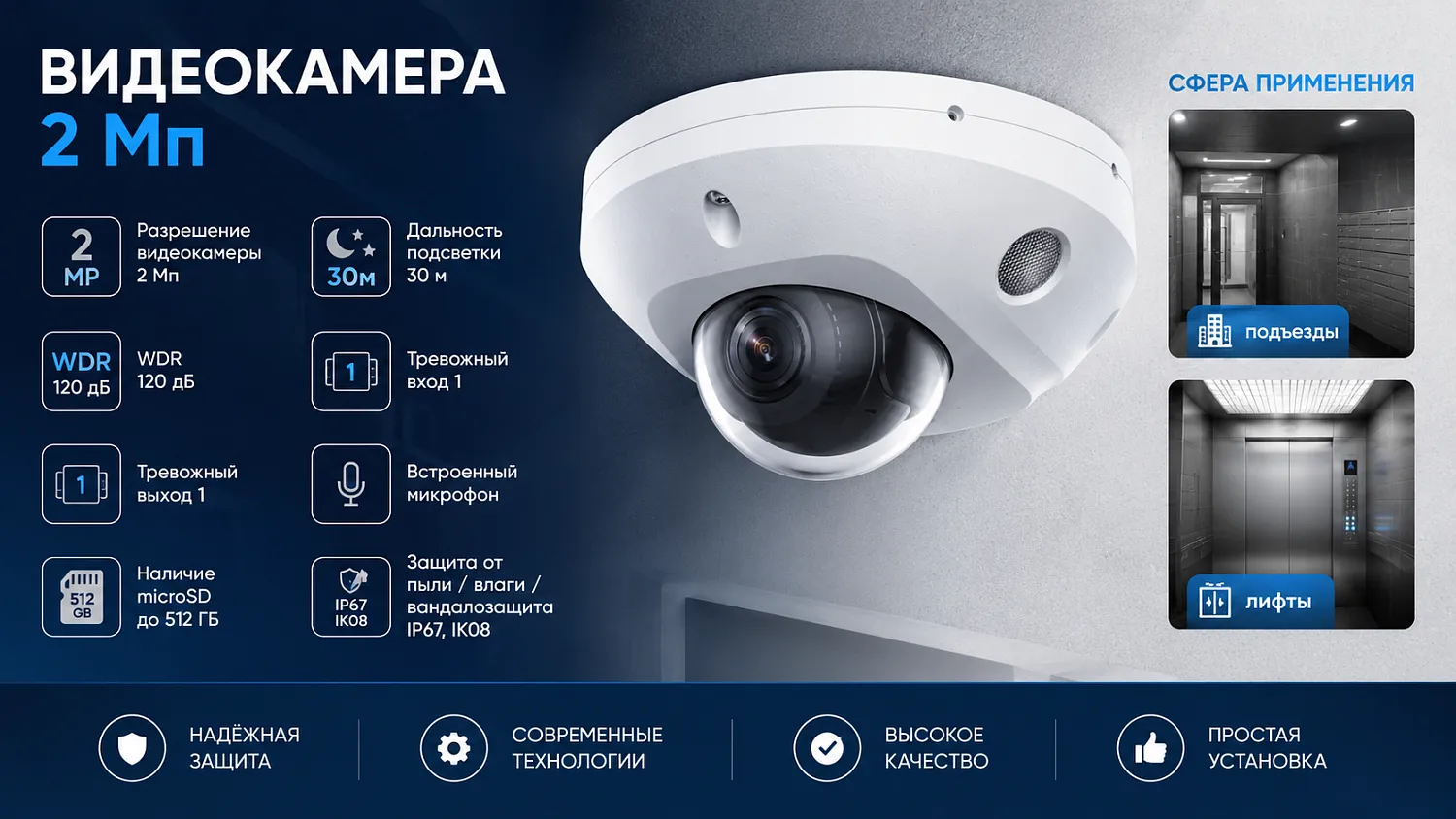 IP-видеокамера iFLOW F-IC-2522C2MS(2.8mm)