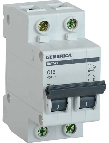 Выключатель автоматический ВА47-29 2Р 10А 4,5кА х-ка С GENERICA / MVA25-2-010-C