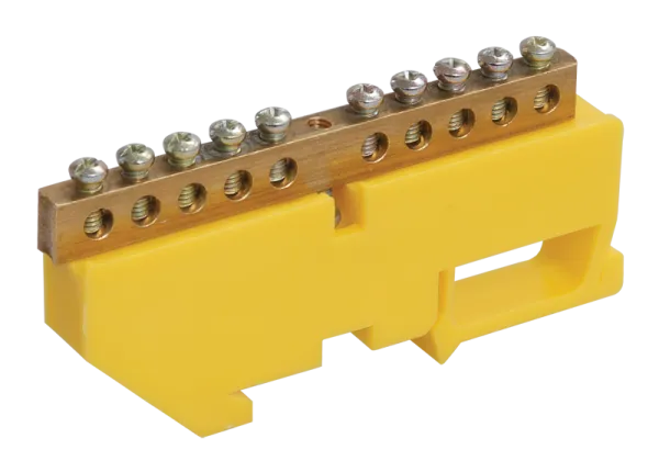 Шина PE "земля" на DIN-изоляторе ШНИ-6х9-10-Д-Ж IEK / YNN10-69-10D-K05