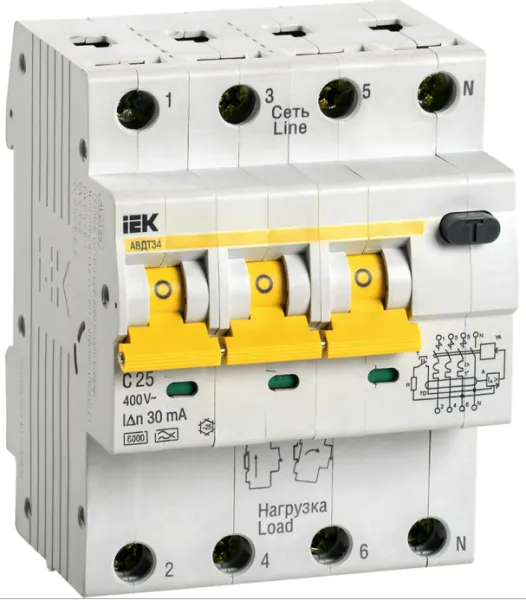 Выключатель автоматический Дифф. тока АВДТ 34 C25 30мА / MAD22-6-025-C-30