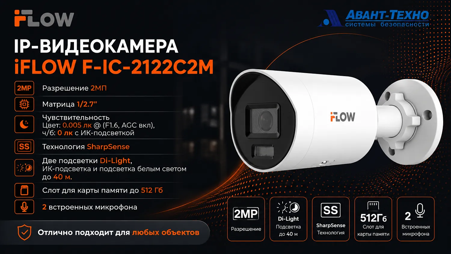 IP-видеокамера iFLOW F-IC-2122C2M(4mm)